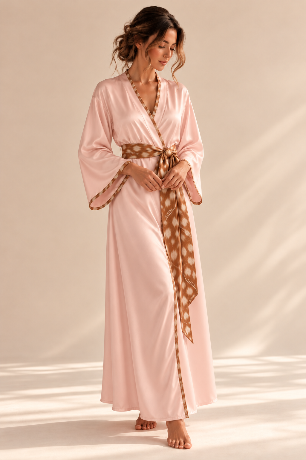 Bambi Pink Softly Spotted Silk Robe