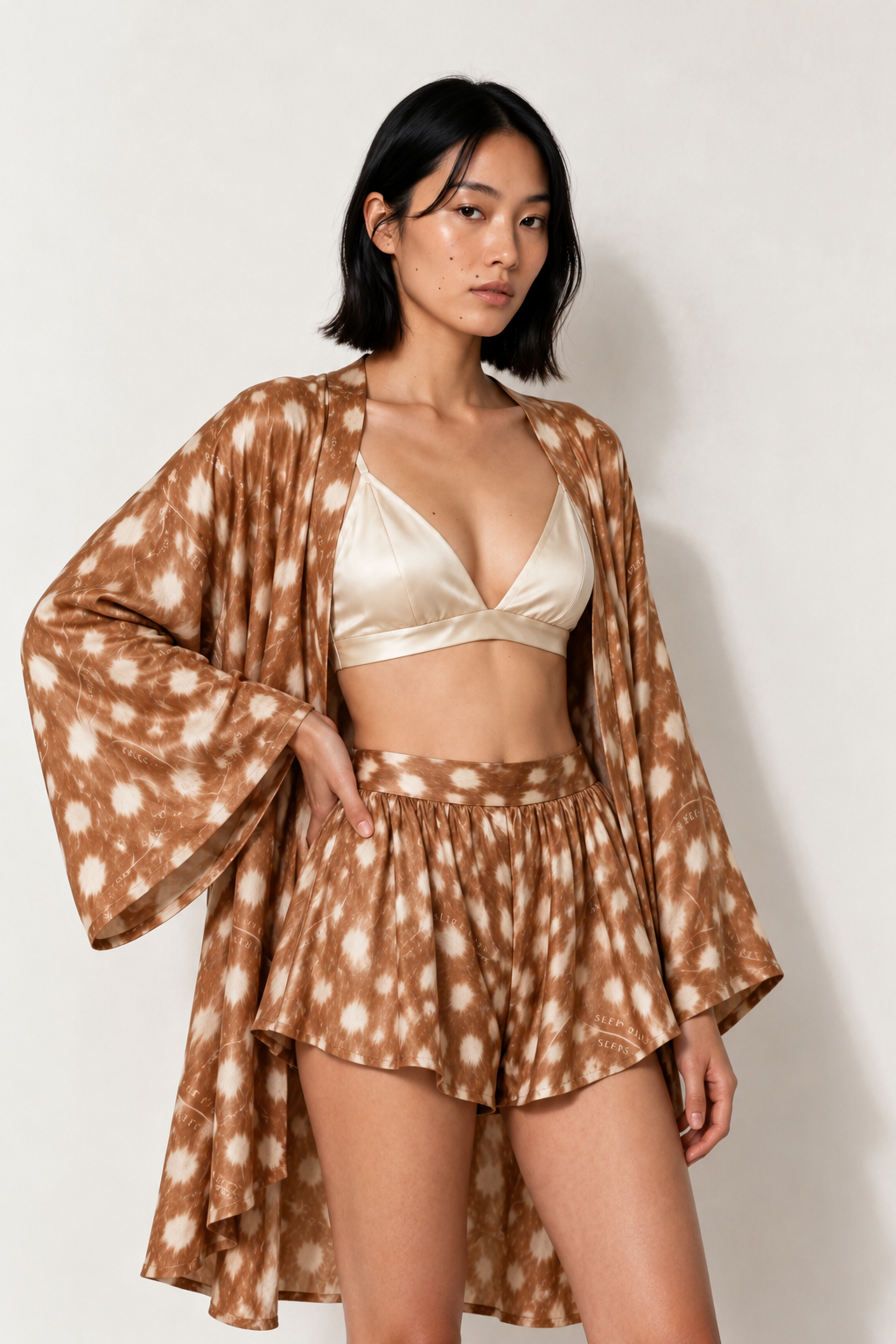 Fawn Cream Dappled Silk Bra Top