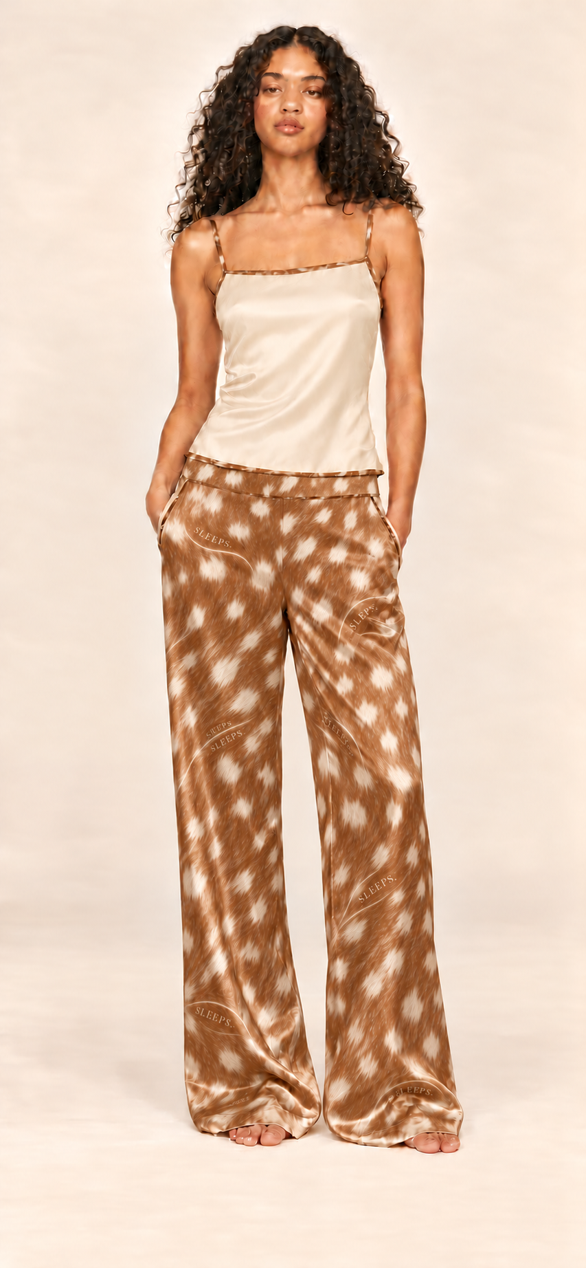 fawn cream camisole printed trousers view.png
