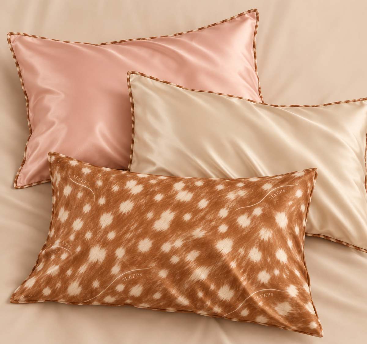 Fawn Cream Bambi Dreams Silk Pillowcase Duo