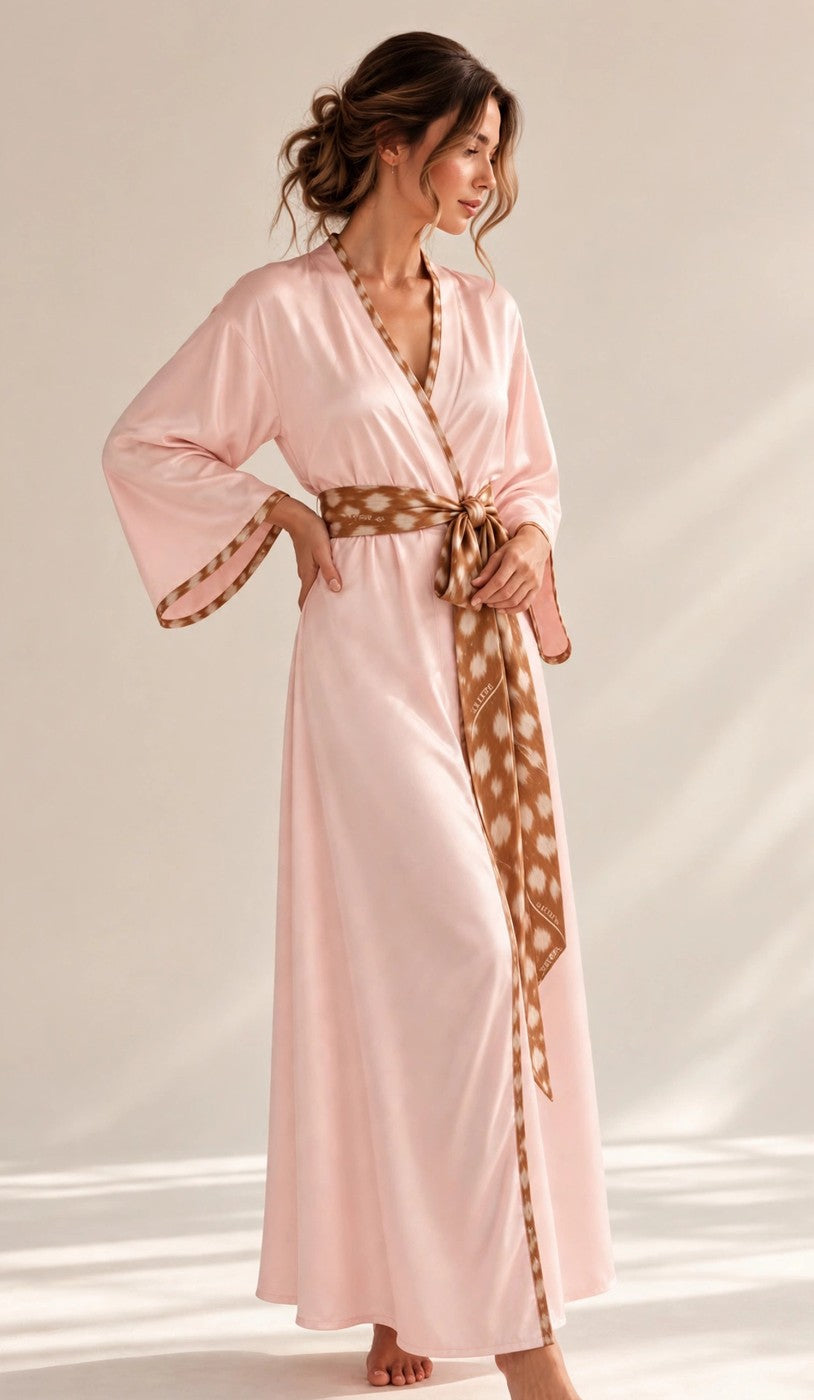 Bambi Pink Softly Spotted Silk Robe