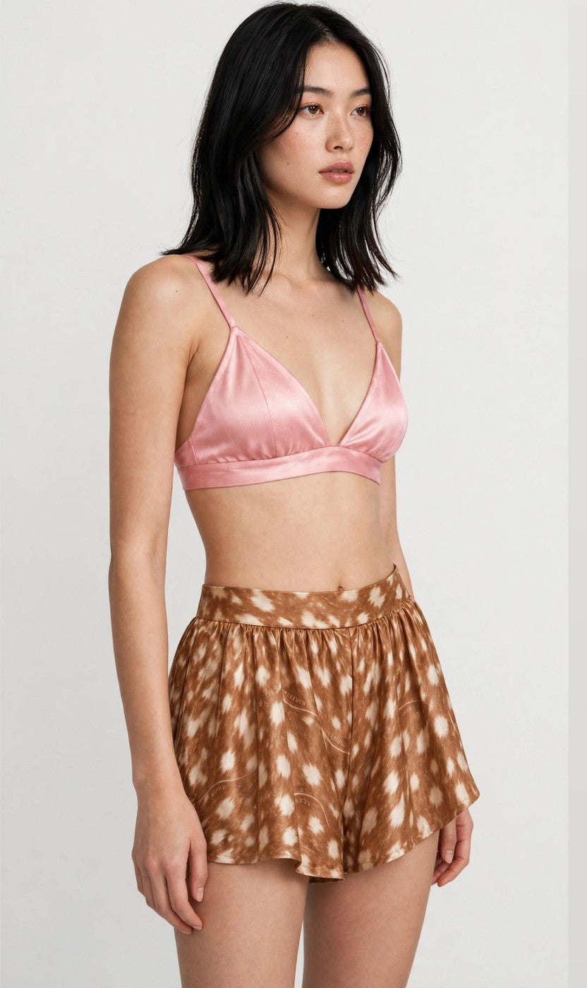 Bambi Pink Dappled Silk Bra Top